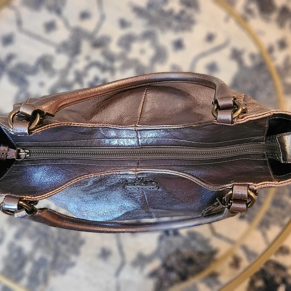 Coach Silver Grey Metallic Shoulder Handbag Purse with Dustbag - Picture 6 of 12